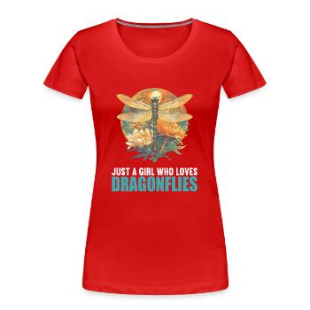 Libellen Libelle - Frauen Premium Bio T-Shirt - Rot - Vorne - Mia (176cm)