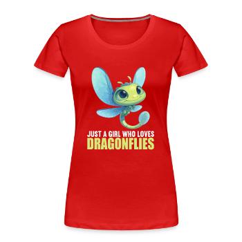 Libellen Libelle - Frauen Premium Bio T-Shirt - Rot - Vorne - Mia (176cm)