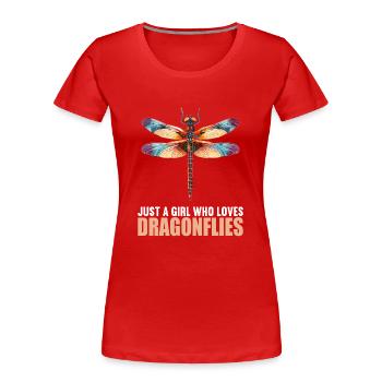 Libellen Libelle - Frauen Premium Bio T-Shirt - Rot - Vorne - Mia (176cm)