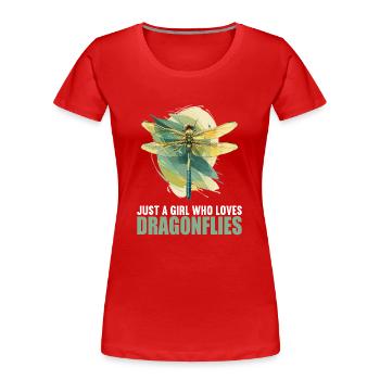 Libellen Libelle - Frauen Premium Bio T-Shirt - Rot - Vorne - Mia (176cm)