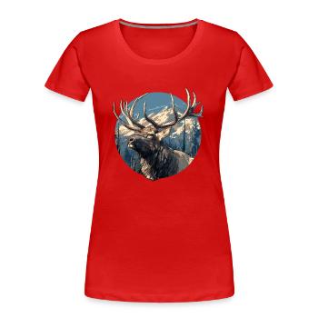Elche Elch - Frauen Premium Bio T-Shirt - Rot - Vorne - Mia (176cm)