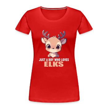Elche Elch - Frauen Premium Bio T-Shirt - Rot - Vorne - Mia (176cm)