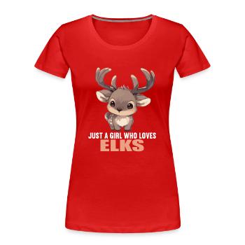 Elche Elch - Frauen Premium Bio T-Shirt - Rot - Vorne - Mia (176cm)