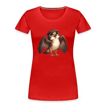Falken Falke - Frauen Premium Bio T-Shirt - Rot - Vorne - Mia (176cm)