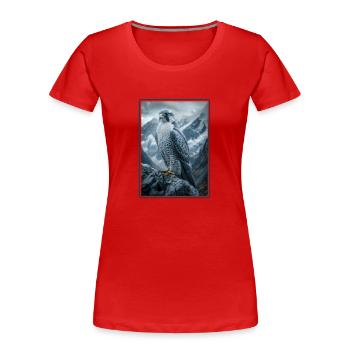 Falken Falke - Frauen Premium Bio T-Shirt - Rot - Vorne - Mia (176cm)
