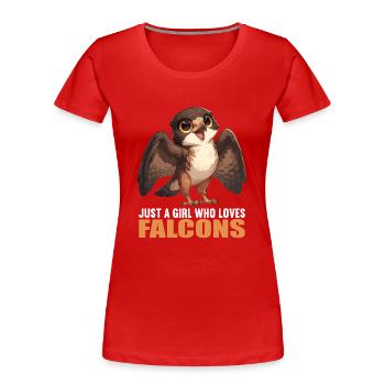 Falken Falke - Frauen Premium Bio T-Shirt - Rot - Vorne - Mia (176cm)