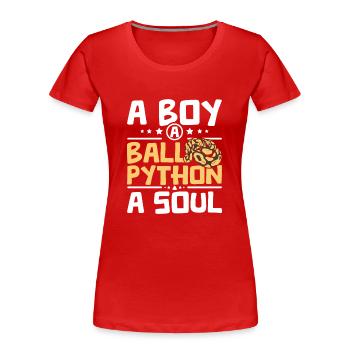Un garçon, un python royal, une âme - T-shirt bio Premium Femme - rouge - Devant - Mia (176cm)