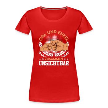 OPA UND ENKEL ZUSAMMEN UNSICHTBAR Lustiges - Frauen Premium Bio T-Shirt - Rot - Vorne - Mia (176cm)