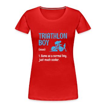 Triathlon Garçon Définition Nager Vélo Course Triathlète - T-shirt bio Premium Femme - rouge - Devant - Mia (176cm)