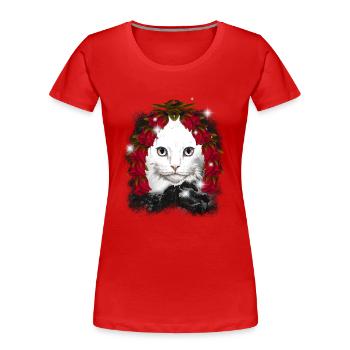 Cadeau de Noël Chat Conte de fées Conte de fées Personnage Noël - T-shirt bio Premium Femme - rouge - Devant - Mia (176cm)