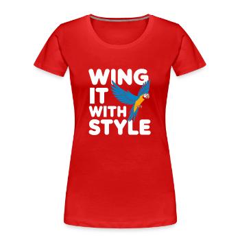 Papageienbesitzer Papageienleben Und Exotischer - Frauen Premium Bio T-Shirt - Rot - Vorne - Mia (176cm)