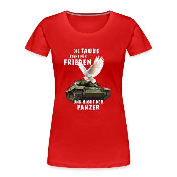 LA COLOMBE REPRÉSENTE LA PAIX - T-shirt bio Premium Femme - rouge - Devant - Mia (176cm)