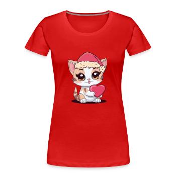 Santa Claus Santa Claus Cat Cats Kids - Women's Premium Organic T-Shirt - red - Front - Mia (176cm)