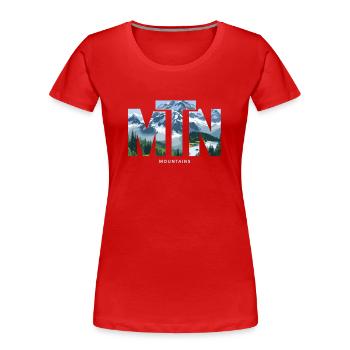 Mountains MTN – Natur & Berglandschaft Outdoor - Frauen Premium Bio T-Shirt - Rot - Vorne - Mia (176cm)