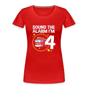 Camion de pompiers Fête d’anniversaire des enfants - T-shirt bio Premium Femme - rouge - Devant - Mia (176cm)