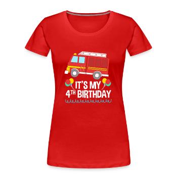 Camion de pompiers Fête d’anniversaire des enfants - T-shirt bio Premium Femme - rouge - Devant - Mia (176cm)