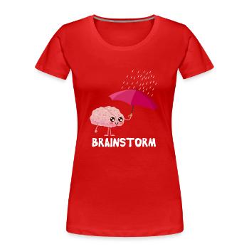 Brainstorm Niedlich Hirn mit Regenschirm - Frauen Premium Bio T-Shirt - Rot - Vorne - Mia (176cm)