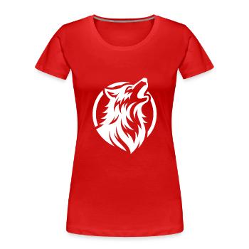 Heulender Wolf als Beschützer des Waldes - Frauen Premium Bio T-Shirt - Rot - Vorne - Mia (176cm)