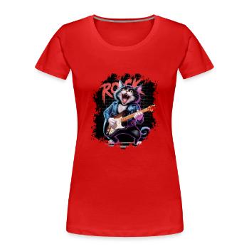 Rock and Roll Cat Guitarist for men-women & kids - Frauen Premium Bio T-Shirt - Rot - Vorne - Mia (176cm)