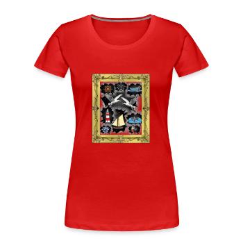 maritim Seemann Seemänner - Frauen Premium Bio T-Shirt - Rot - Vorne - Mia (176cm)
