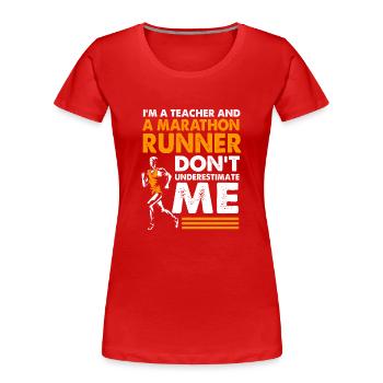 Marathon Marathon Runner - Women's Premium Organic T-Shirt - red - Front - Mia (176cm)