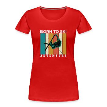 Retro-Skiing Design Retro Skiing Design - Frauen Premium Bio T-Shirt - Rot - Vorne - Mia (176cm)