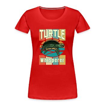 Tortue Chuchotant, Amoureux des animaux, Tortue - T-shirt bio Premium Femme - rouge - Devant - Mia (176cm)