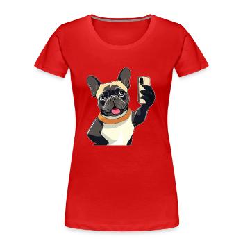 HUND SMARTPHONE - Frauen Premium Bio T-Shirt - Rot - Vorne - Mia (176cm)