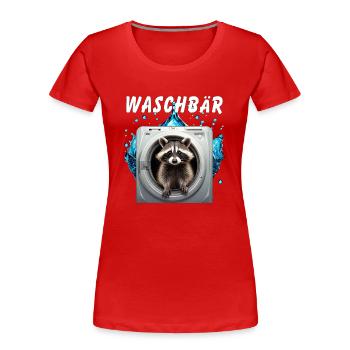 WASCHBÄR - Frauen Premium Bio T-Shirt - Rot - Vorne - Mia (176cm)