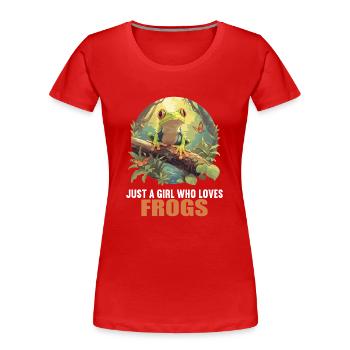 Frosch Frösche - Frauen Premium Bio T-Shirt - Rot - Vorne - Mia (176cm)