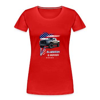 US Pick Up V8 Auto -Blubbern und Grinsen-Pick Up - Frauen Premium Bio T-Shirt - Rot - Vorne - Mia (176cm)