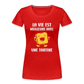Tartine - T-shirt bio Premium Femme - rouge - Devant - Mia (176cm)