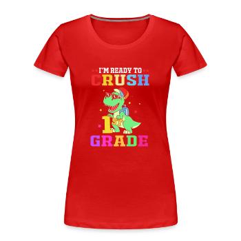 Erstklässler - Frauen Premium Bio T-Shirt - Rot - Vorne - Mia (176cm)