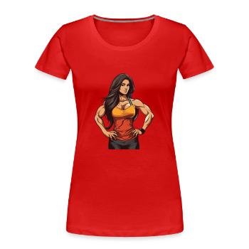 Frau Muskeln Fbb Bodybuilding Girl Fitness - Frauen Premium Bio T-Shirt - Rot - Vorne - Mia (176cm)