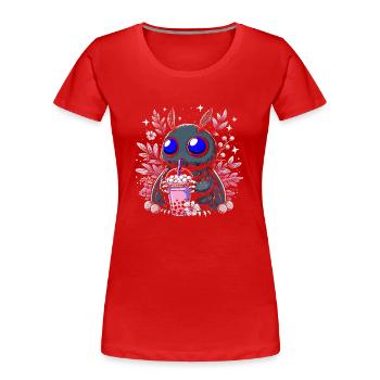 Mothman Bubble Tea - Frauen Premium Bio T-Shirt - Rot - Vorne - Mia (176cm)