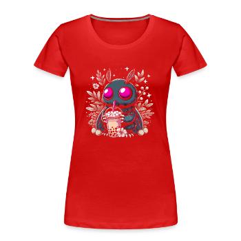 Mothman Bubble Tea - Frauen Premium Bio T-Shirt - Rot - Vorne - Mia (176cm)