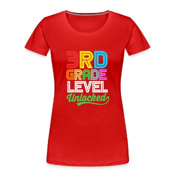 3. Klasse - Frauen Premium Bio T-Shirt - Rot - Vorne - Mia (176cm)
