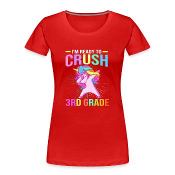 3. Klasse - Frauen Premium Bio T-Shirt - Rot - Vorne - Mia (176cm)