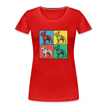 Französische Bulldogge Pop-Art Design - Frauen Premium Bio T-Shirt - Rot - Vorne - Mia (176cm)