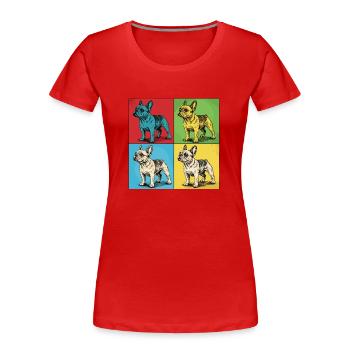 Französische Bulldogge Pop-Art Design - Frauen Premium Bio T-Shirt - Rot - Vorne - Mia (176cm)