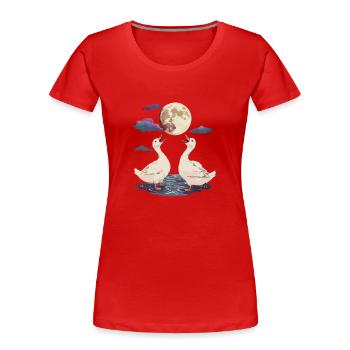 Deux canards au clair de lune au lac avec pittoresque - T-shirt bio Premium Femme - rouge - Devant - Mia (176cm)