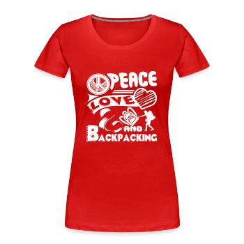 Backpacking Peace Love Backpacking - Women's Premium Organic T-Shirt - red - Front - Mia (176cm)