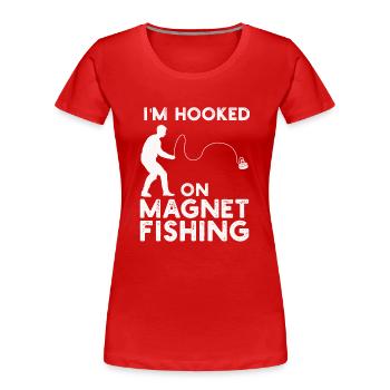 Neodym-Magnet zum Angeln, magnetischer Fischer - Frauen Premium Bio T-Shirt - Rot - Vorne - Mia (176cm)
