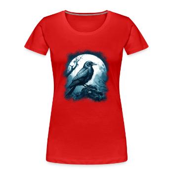 Mystic raven in front of full moon in mystical forest - Women's Premium Organic T-Shirt - red - Front - Mia (176cm)