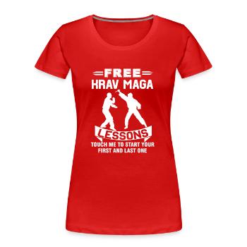 Krav Maga Free Krav Maga Lessons - Women's Premium Organic T-Shirt - red - Front - Mia (176cm)