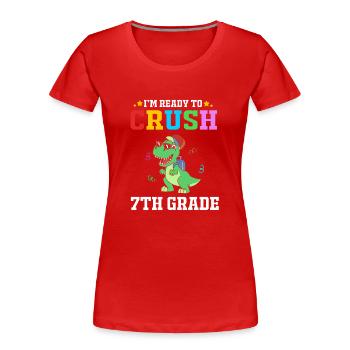 7. Klasse - Frauen Premium Bio T-Shirt - Rot - Vorne - Mia (176cm)