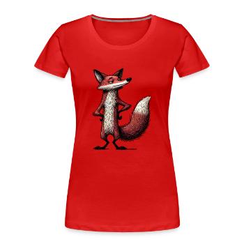 Red Fox Cartoon Woodland Animal - Women's Premium Organic T-Shirt - red - Front - Mia (176cm)