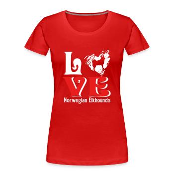 Love Norwegian Elkhound - Women's Premium Organic T-Shirt - red - Front - Mia (176cm)