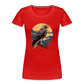 Falken Falke - Frauen Premium Bio T-Shirt - Rot - Vorne - Mia (176cm)