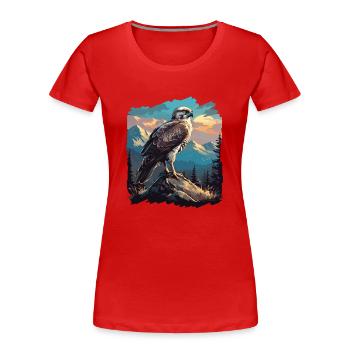 Falken Falke - Frauen Premium Bio T-Shirt - Rot - Vorne - Mia (176cm)